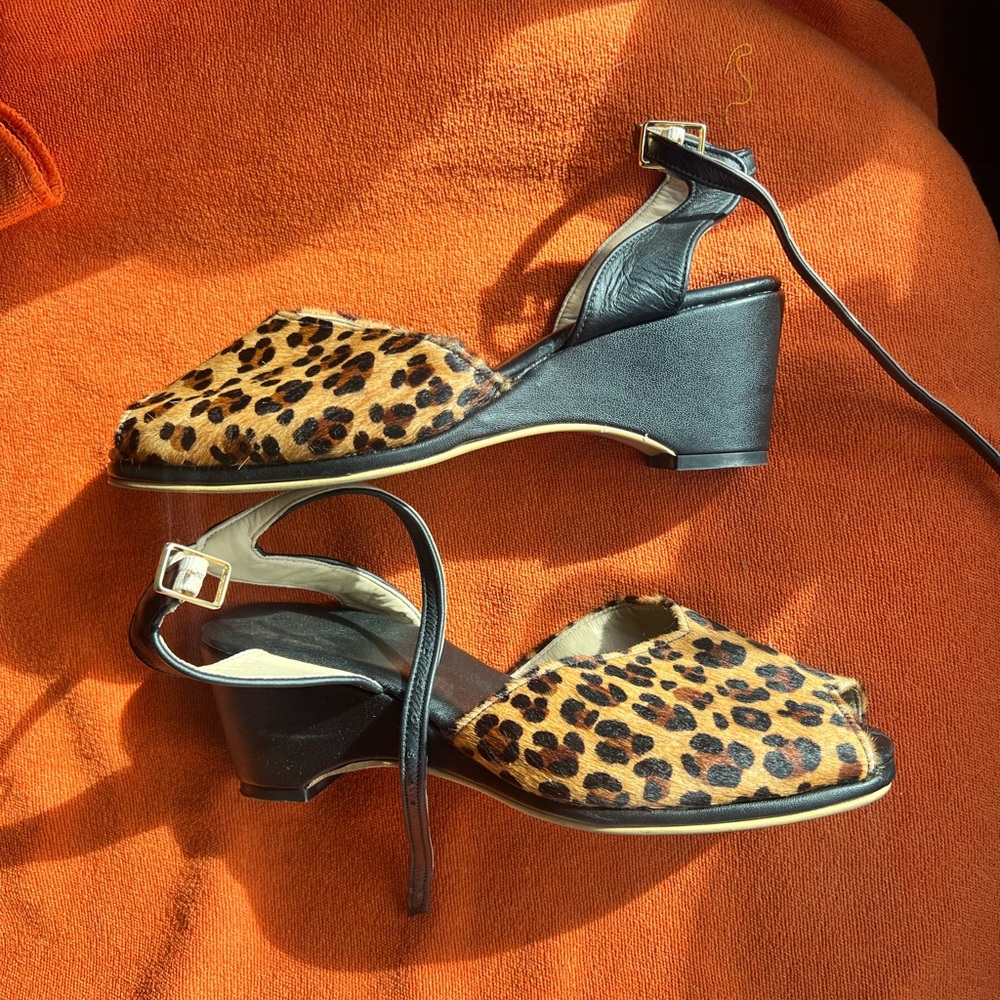 Leather Leopard Print wedges - viva Las Vegas!